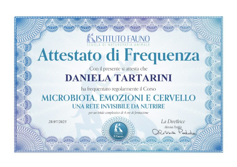 Attestato Corso MICROBIOTA D.Tartarini 768x543